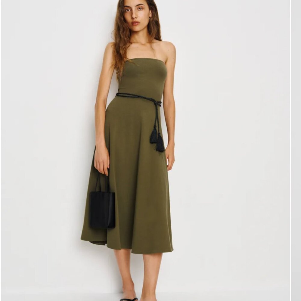 Reformation Lora Knit Dress Dark Olive (Size M)
